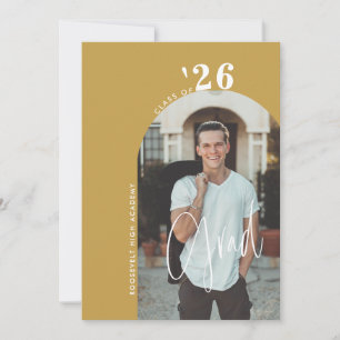 Trendy Script 2-Photo 2024 Gold Grad Party  Invitation