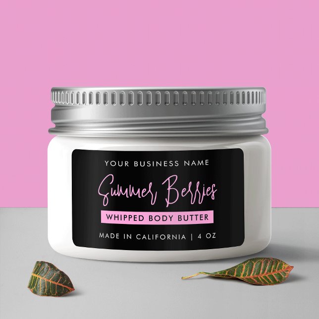Trendy Script Black & Pink Skincare Jar Rectangle Label (Trendy Script Black & Pink Skincare Jar Rectangle Label)