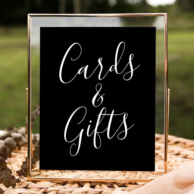 Trendy Script Black Wedding Cards and Gifts Sign (Creator Uploaded)