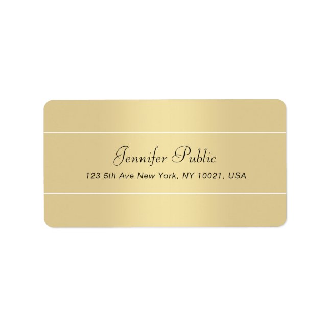 Trendy Script Elegant Modern Gold White Template Label (Front)