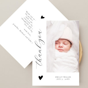 Trendy Script Elegant Photo Baby Shower Thank You Card