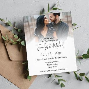 trendy script faded photo wedding invitation   flyer