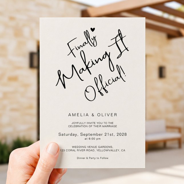 Trendy Script Finally Making It Official Wedding Invitation (Creator Uploaded)