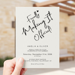 Trendy Script Finally Making It Official Wedding Invitation