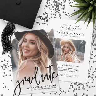 Trendy Script Graduate Simple Photo Graduation Invitation