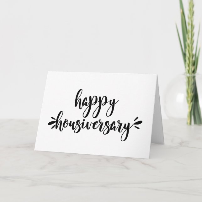 Trendy Script Home Anniversary Thank You Card (Front)