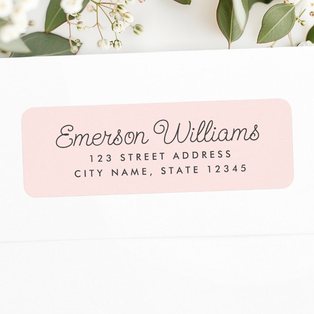 Trendy script light blush pink return address label (Trendy script light blush pink return address label)