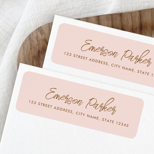 Trendy script light blush pink return address label (Creator Uploaded)
