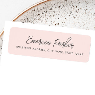 Trendy script light blush pink return address return address label