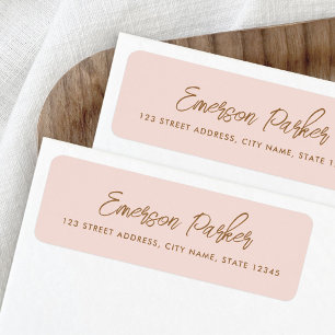 Trendy script light blush pink return address return address label
