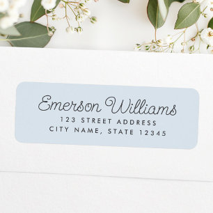 Trendy script light dusty blue return address label