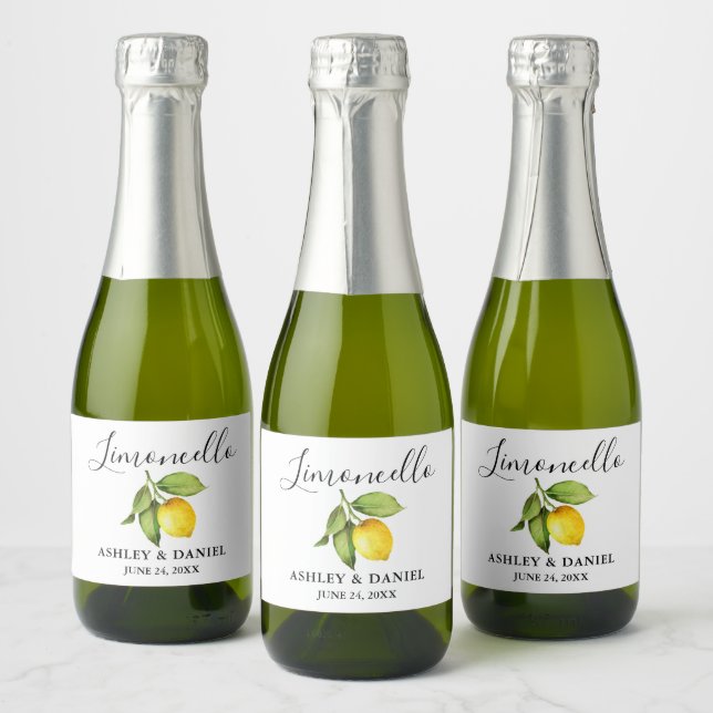 Trendy Script Limoncello Lemon Small Bottle Label (Bottles)