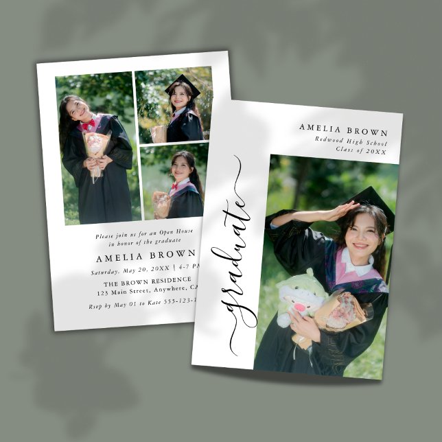 Trendy Script Modern Casual Photo Graduation Invitation (Creator Uploaded)