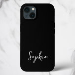 Trendy Script Modern Custom Signature Name Black  iPhone 13 Case<br><div class="desc">Fresh and stylish,  this trendy signature script design features your custom name in stylish minimalist black and white. Personalise with your custom background colour by using the editing tool at the bottom of the personalisation tab and make this your own unique,  perfect accessory!</div>