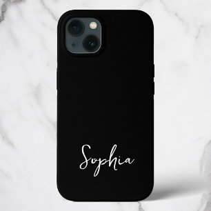 Trendy Script Modern Custom Signature Name Black  iPhone 13 Case