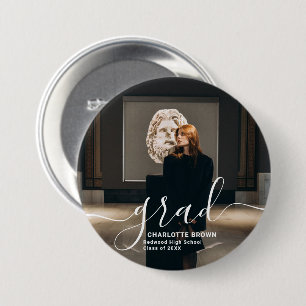 Trendy Script Modern Simple Graduation Photo 7.5 Cm Round Badge