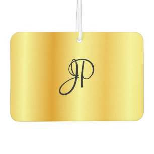 Trendy Script Monogram Faux Gold Template Elegant Car Air Freshener