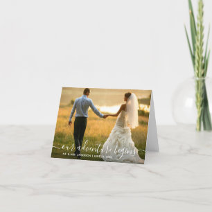 Trendy Script Our Adventure Begins Wedding Note Thank You Card