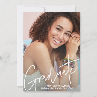 Trendy Script Overlay, Add Pic, Photo Graduation Announcement
