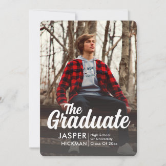 Trendy Script Overlay Silver | Photo Graduation Announcement