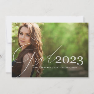 Trendy Script Overlay   Two Photo Graduation Announcement