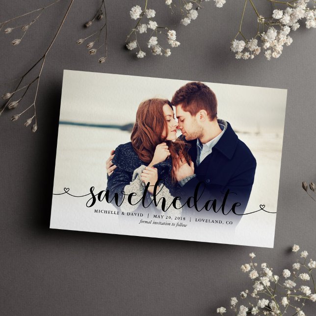 Trendy Script Photo Wedding Save the Date (Creator Uploaded)