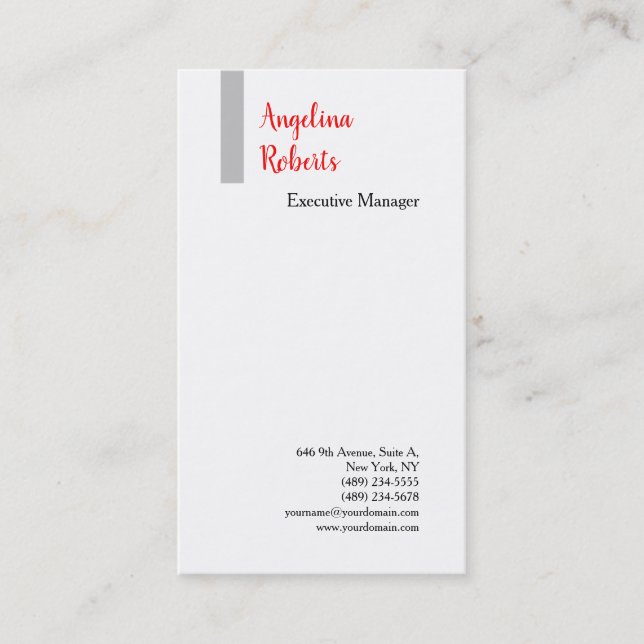 Trendy script professional plain minimalist business card (Front)