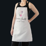 trendy script purple logo cakery apron<br><div class="desc">a lovely apron with a cupcake business logo and branding. The colours and text details can be personalised.</div>