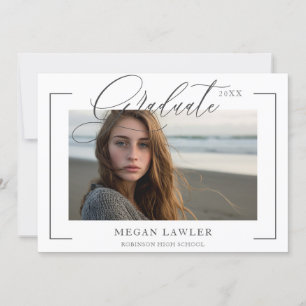 Trendy Scripted Graduate Party Invite Photo Card