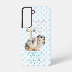 Trendy Scriptue Blue Dot Bunny Pastel Cross Samsung Galaxy Case