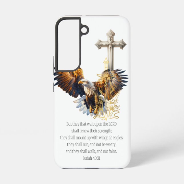 Trendy Scripture Eagle Gold Sword Beige Cross Samsung Galaxy S22 Case (Back)
