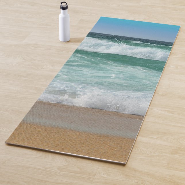 Trendy Sea Waves Seaside Sand Beach Template Yoga Mat (In Situ)