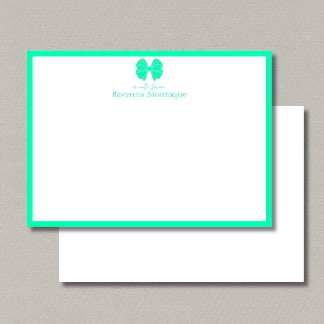 Trendy Seafoam Green Bow Border Name Wedding Card (Creator Uploaded)