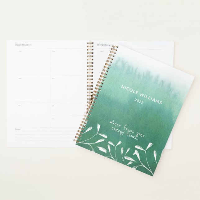 Trendy Seafoam Green Ombre Watercolor  Planner (Display)