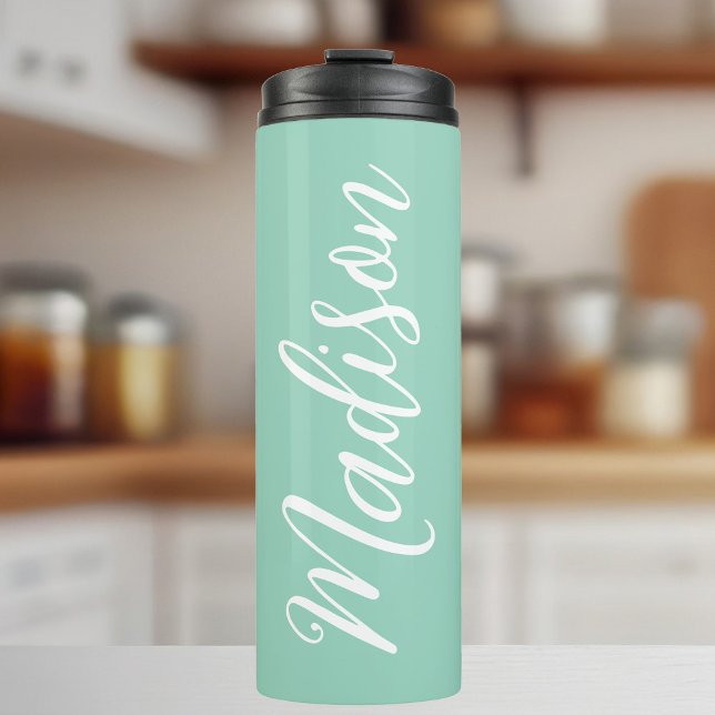 Trendy Seafoam Green Personalised Name Thermal Tumbler (Creator Uploaded)