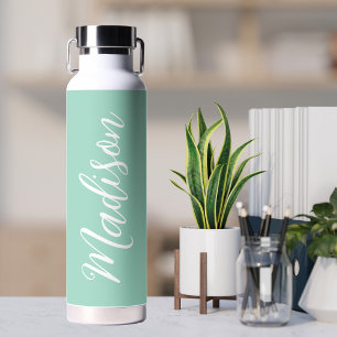 Trendy Seafoam Green Personalised Name Water Bottle