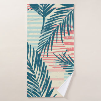 Trendy seamless exotic pattern with palm and hand  bath towel