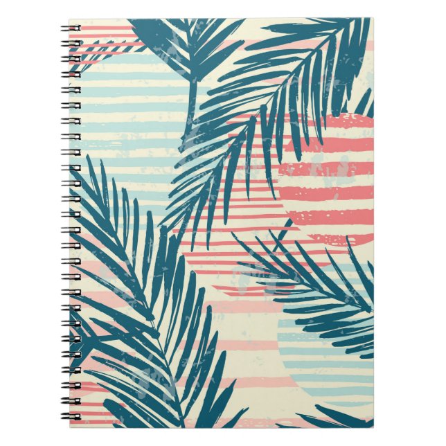 Trendy seamless exotic pattern with palm and hand  notebook (Front)