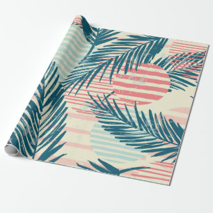 Trendy seamless exotic pattern with palm and hand wrapping paper