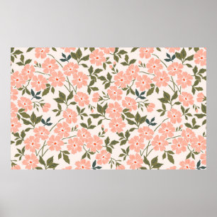 Trendy seamless vintage floral pattern. Endless pr Poster