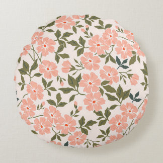 Trendy seamless vintage floral pattern. Endless pr Round Cushion