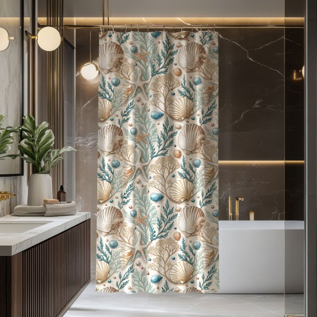 Trendy Seaside Curtain Pastel Maritime Bath Look (Trendy Seaside Curtain Pastel Maritime Bath Look)