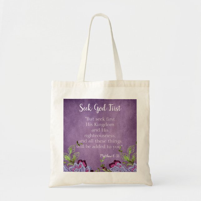 Trendy Seek God First Tote Bag (Front)