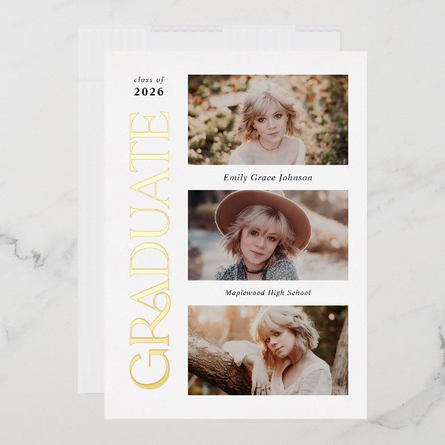 Trendy Serif Multiple Photo Graduation  (Envelope)