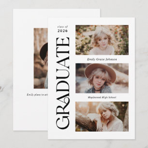 Trendy Serif Multiple Photo Graduation  Announcement