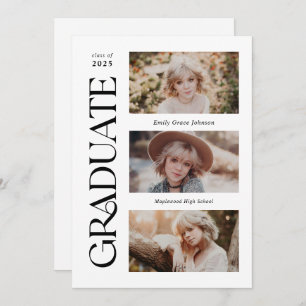 Trendy Serif Multiple Photo Graduation  Announcement
