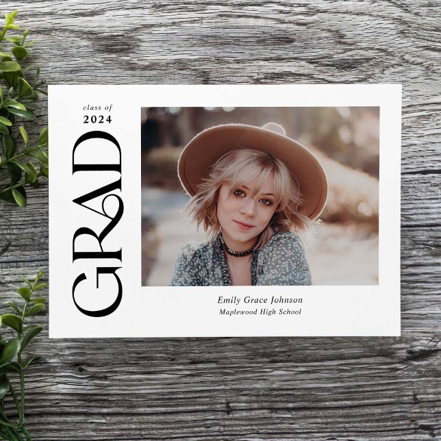 Trendy Serif Two Photos Graduation Announcement (Creator Uploaded)