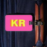Trendy Shadow Monogram Pink Yellow Personalised Luggage Tag<br><div class="desc">Trendy Shadow Monogram Pink Yellow Personalised Luggage Tag</div>