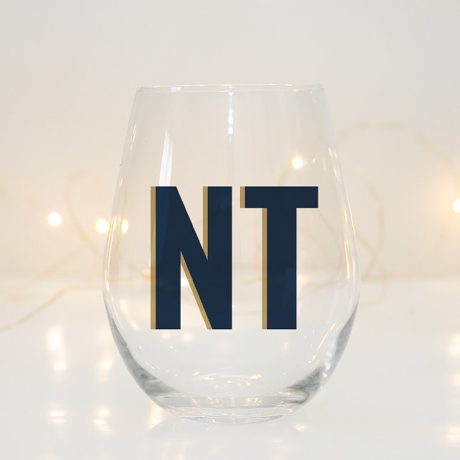 Trendy Shadow Monogram Wedding Customised Stemless Stemless Wine Glass (Creator Uploaded)