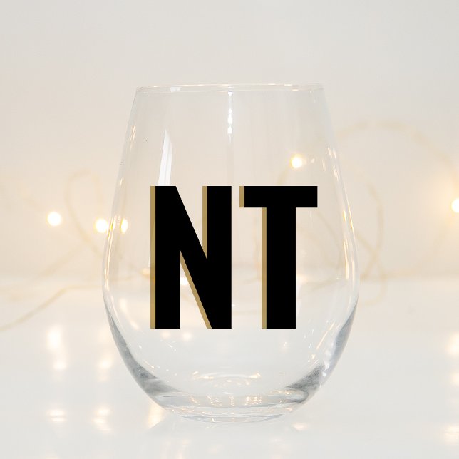 Trendy Shadow Monogram Wedding Customised Stemless Stemless Wine Glass (Creator Uploaded)